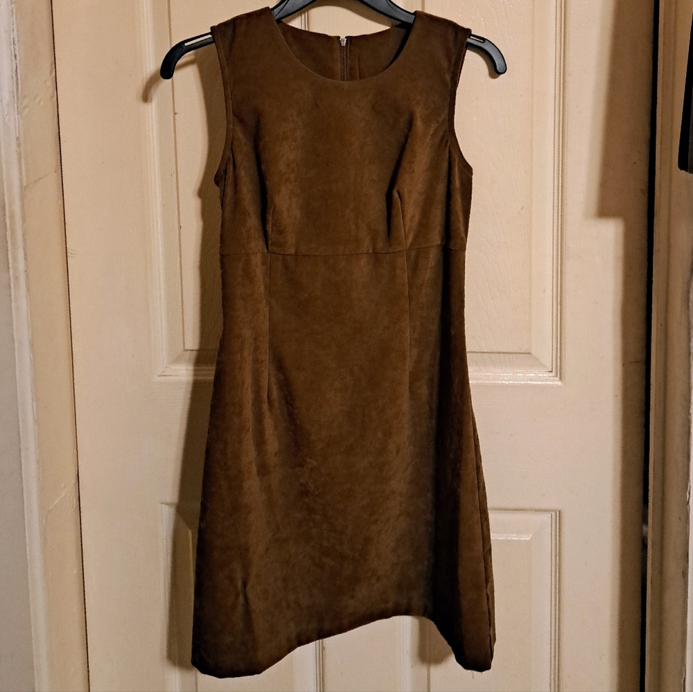 Brown faux suede minidress